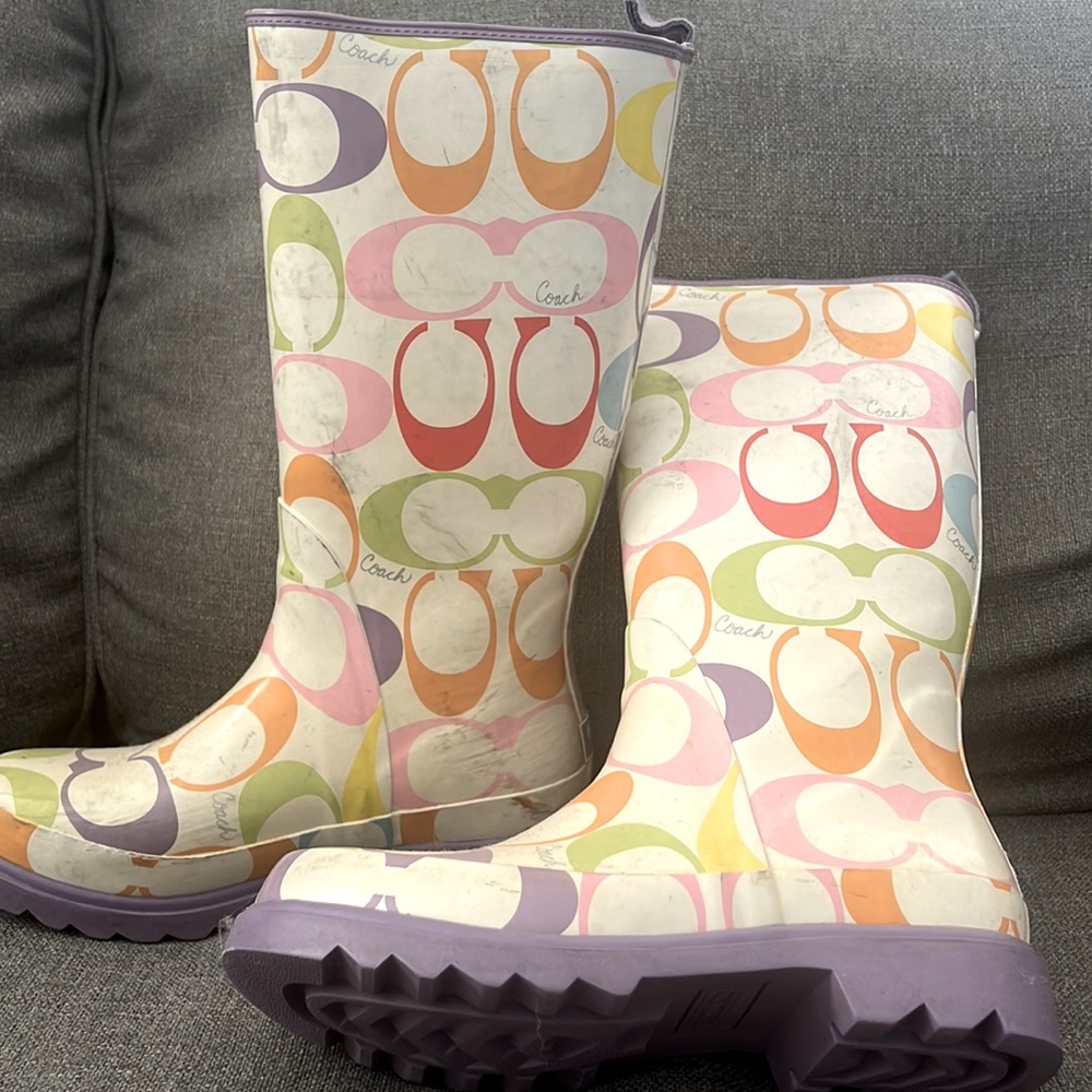 Well loved Coach rain boots women’s size 5/6